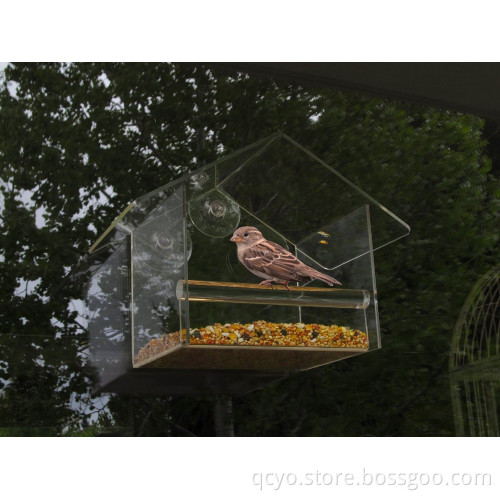 Window Bird Feeder by Yellow Beaks - High-Quality Clear Acrylic Bird Feeder with Strong All-Weather Suction Cups